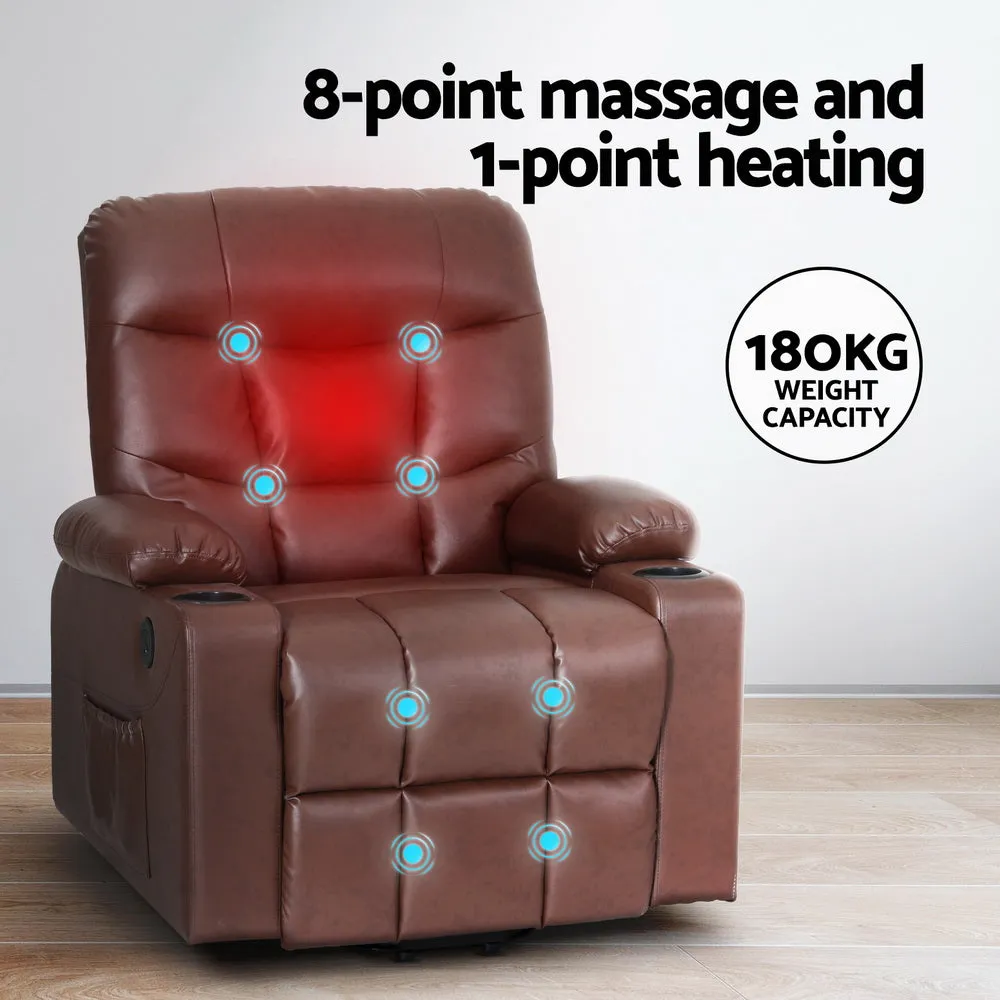 Artiss Recliner Chair Lift Assist Heated Massage Chair Leather Claude-NT_Metro