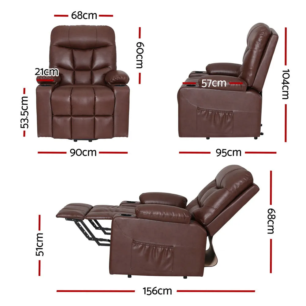 Artiss Recliner Chair Lift Assist Heated Massage Chair Leather Claude-NT_Metro
