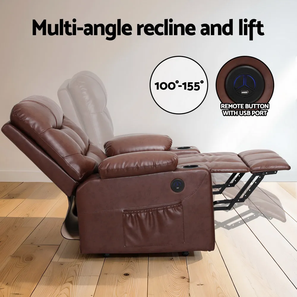 Artiss Recliner Chair Lift Assist Heated Massage Chair Leather Claude-NT_Metro