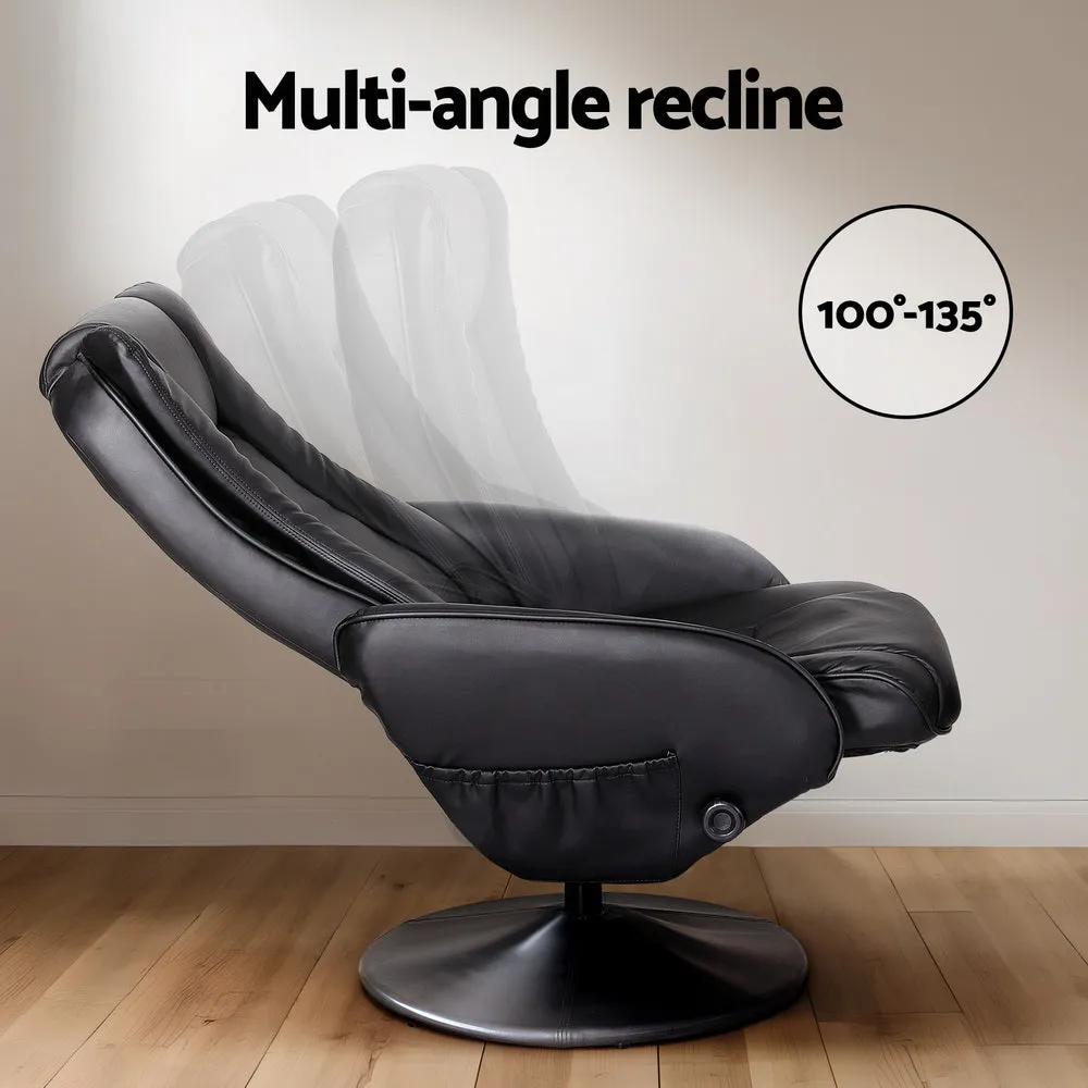 Artiss Recliner Chair Ottoman Heated Massage Black-SA_Rural
