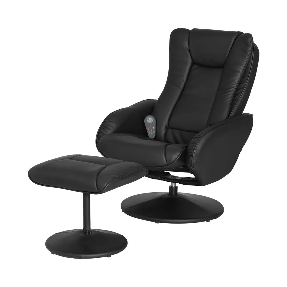 Artiss Recliner Chair Ottoman Heated Massage Black-SA_Rural