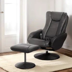 Artiss Recliner Chair Ottoman Heated Massage Black-SA_Rural