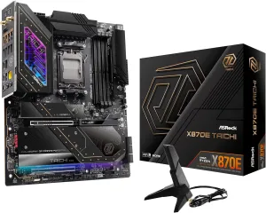 ASRock AMD X870E Taichi Ryzen Socket AM5 X870 Dual Channel DDR5 DIMMs 256 GB 8200 EATX Motherboard M.2 LED WiFi 7