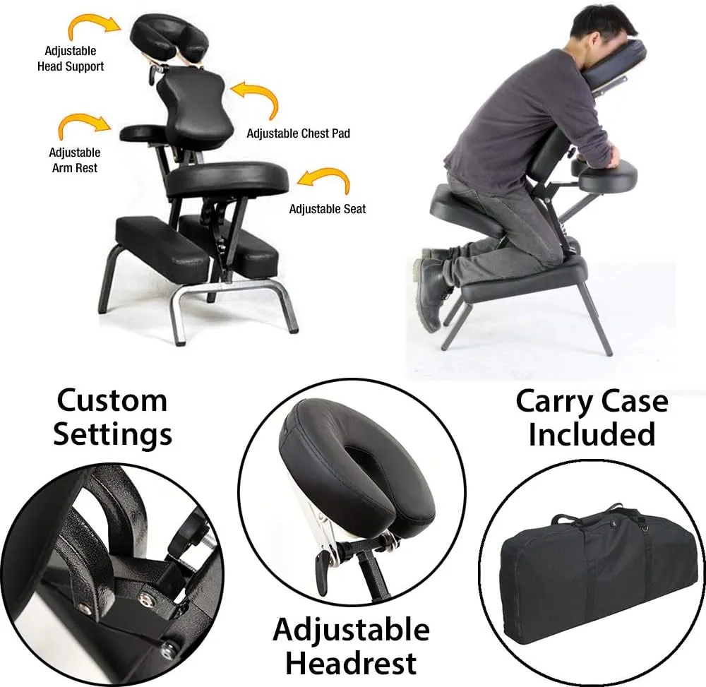 Ataraxia Deluxe Portable Folding Massage Chair w/Carry Case & Strap (Brown)