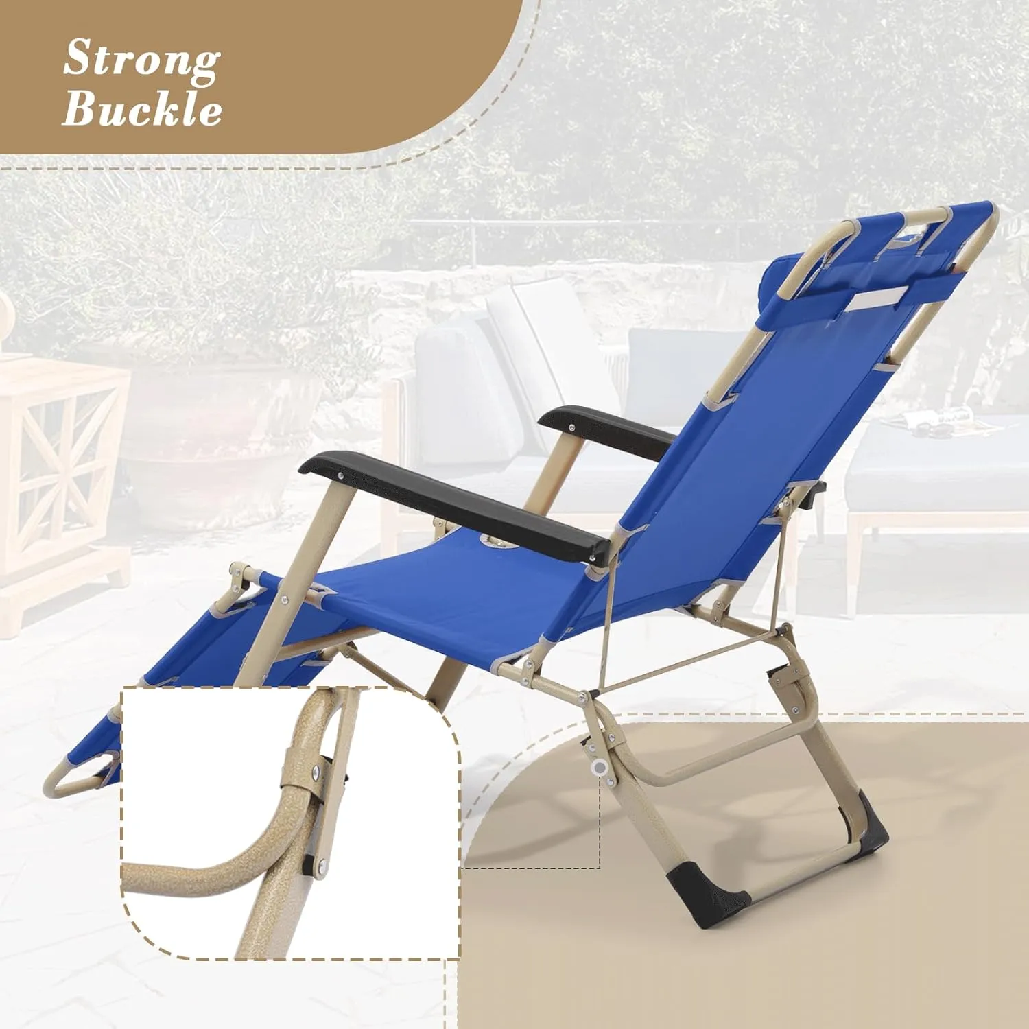 Athena Collection Zero Gravity Outdoor Lounge Chair Set of 2 with Headrest, 26" Width Reclining Pool Lounge Lawn Chairs Recliner, Outdoor Chaise for Beach Patio Backyard Outside, Blue