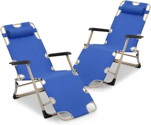 Athena Collection Zero Gravity Outdoor Lounge Chair Set of 2 with Headrest, 26" Width Reclining Pool Lounge Lawn Chairs Recliner, Outdoor Chaise for Beach Patio Backyard Outside, Blue