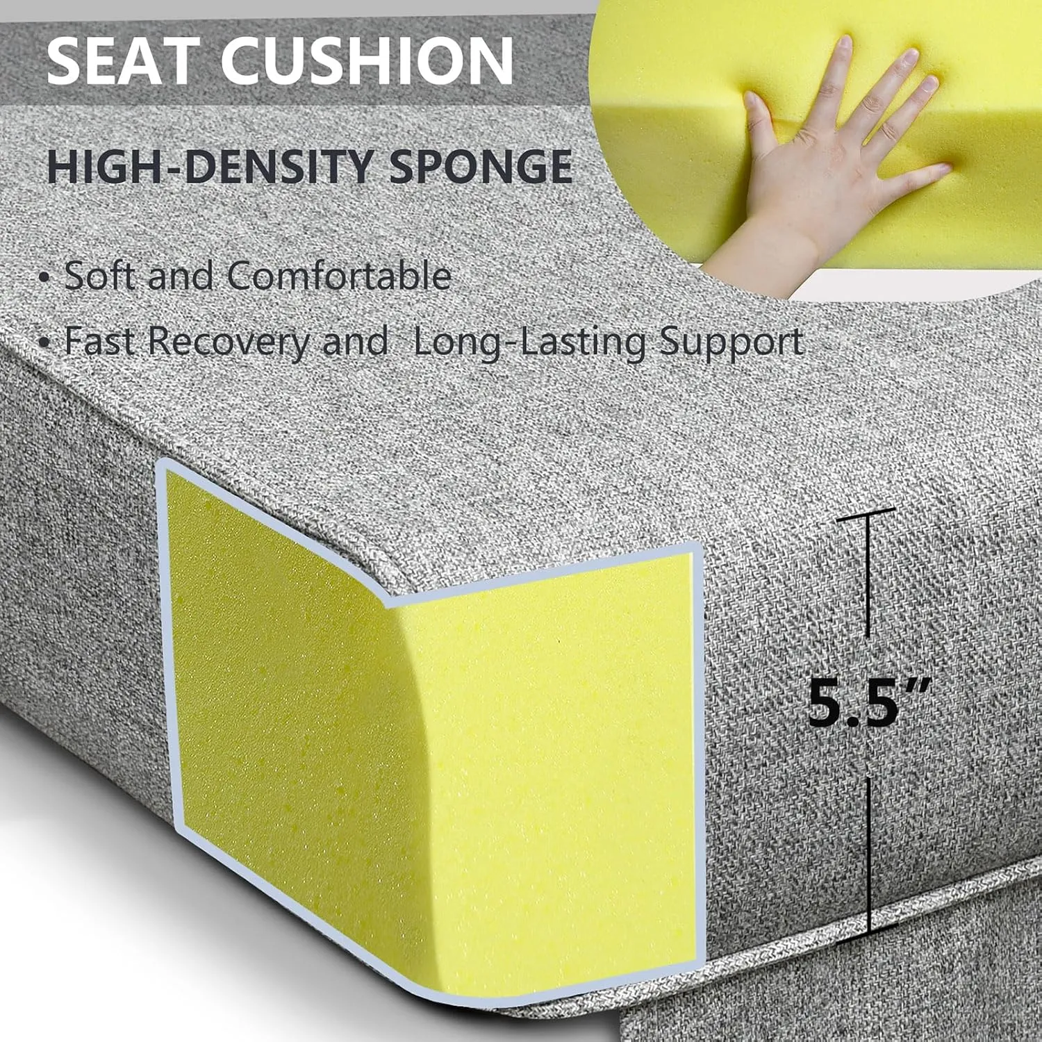 ATR ART TO REAL Indoor Outdoor Recliner Replacement Cushion, Patio Furniture Chair Sofa Washable Cushion Deep Seat, UV Protected, Fade Protected and Water Spill Repellet, Cover Can be Replaced (Grey)