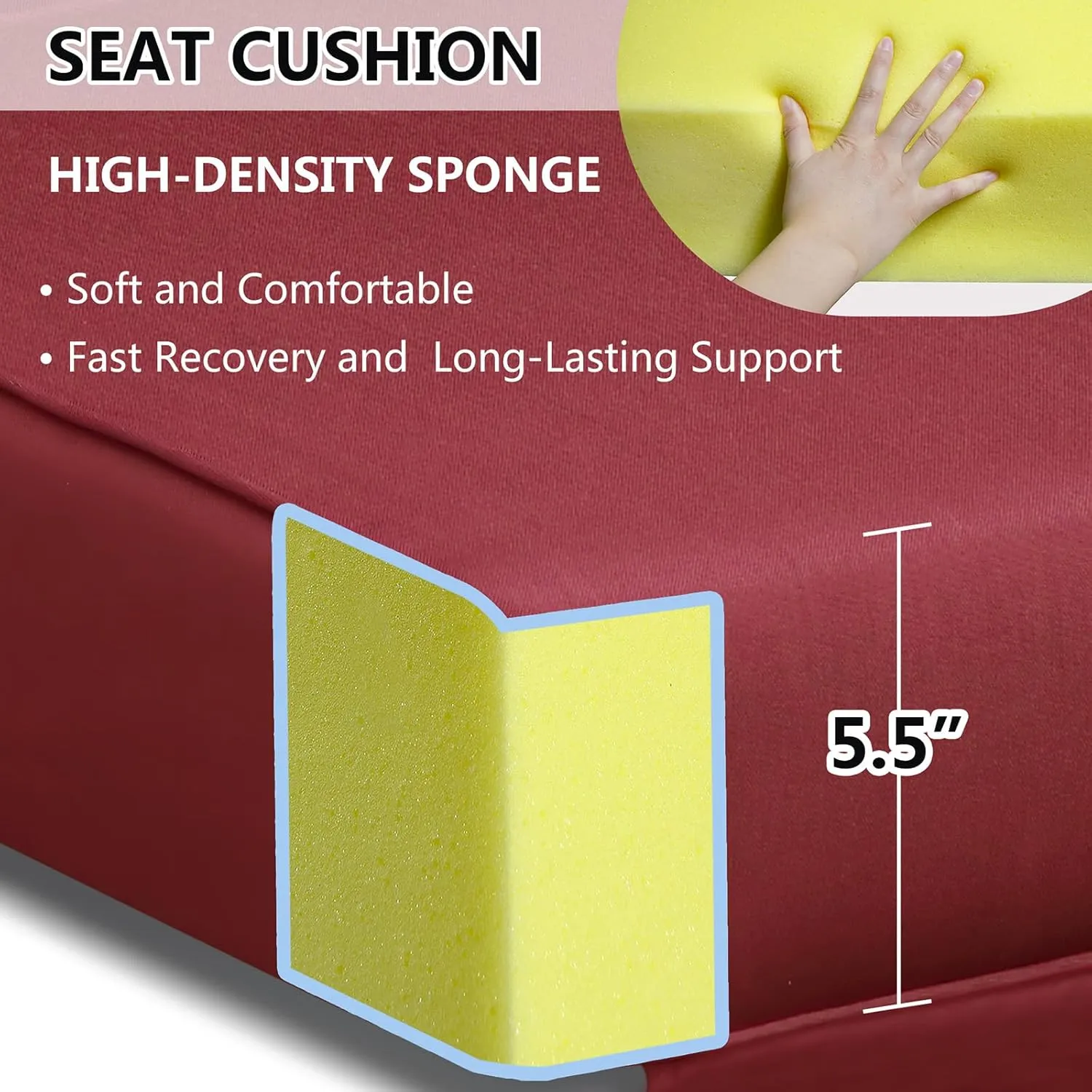 ATR ART TO REAL Indoor Outdoor Recliner Replacement Cushion, Patio Furniture Chair Sofa Washable Cushion Deep Seat, UV Protected, Fade Protected and Water Spill Repellet, Cover Can be Replaced (Red)