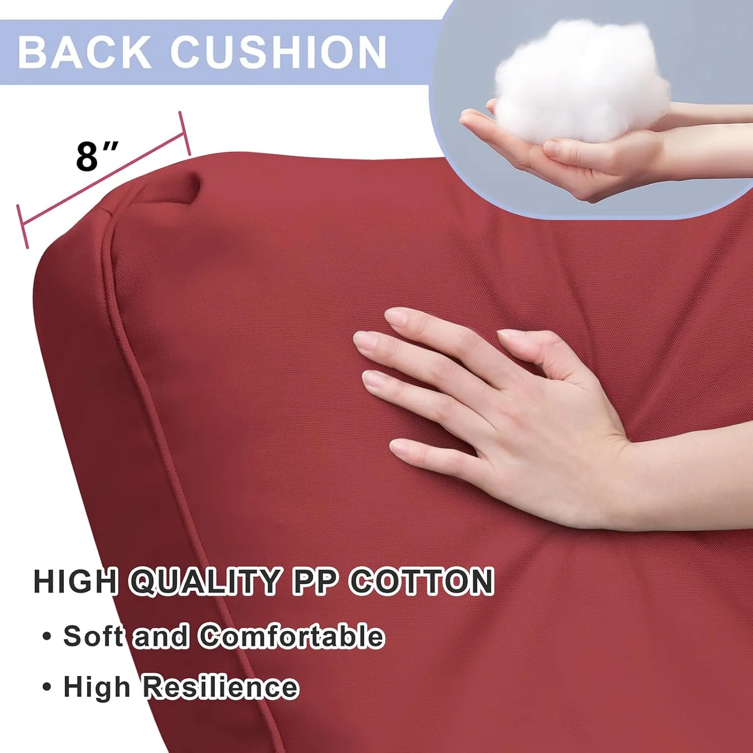 ATR ART TO REAL Indoor Outdoor Recliner Replacement Cushion, Patio Furniture Chair Sofa Washable Cushion Deep Seat, UV Protected, Fade Protected and Water Spill Repellet, Cover Can be Replaced (Red)