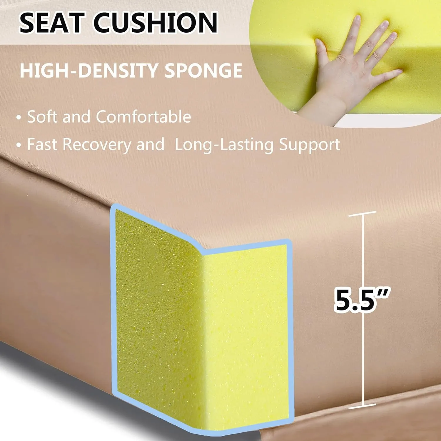 ATR ART TO REAL Indoor Outdoor Recliner Replacement Cushion, Patio Furniture Chair Sofa Washable Cushion Deep Seat, UV Protected, Fade Protected and Water Spill Repellet, Cover Can be Replaced (Sand)