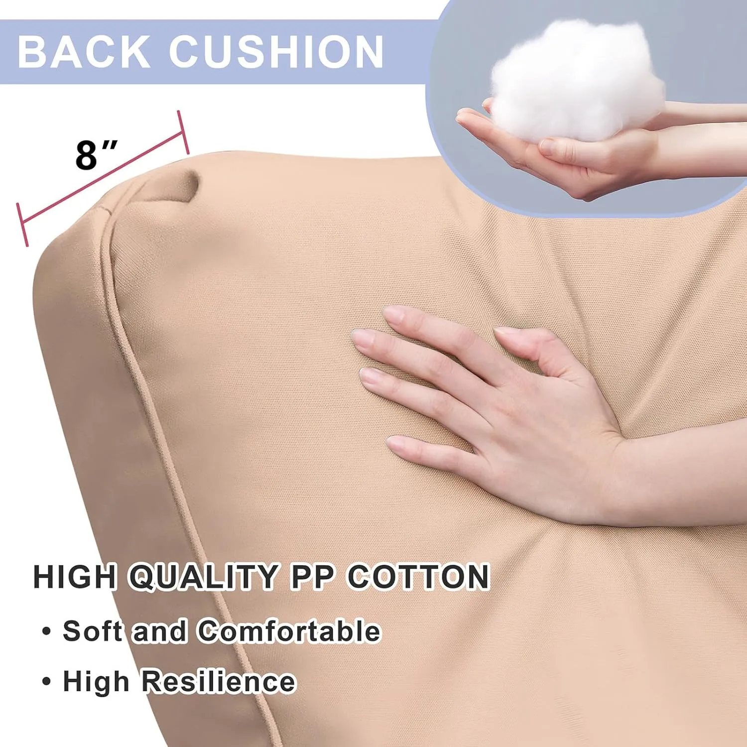 ATR ART TO REAL Indoor Outdoor Recliner Replacement Cushion, Patio Furniture Chair Sofa Washable Cushion Deep Seat, UV Protected, Fade Protected and Water Spill Repellet, Cover Can be Replaced (Sand)