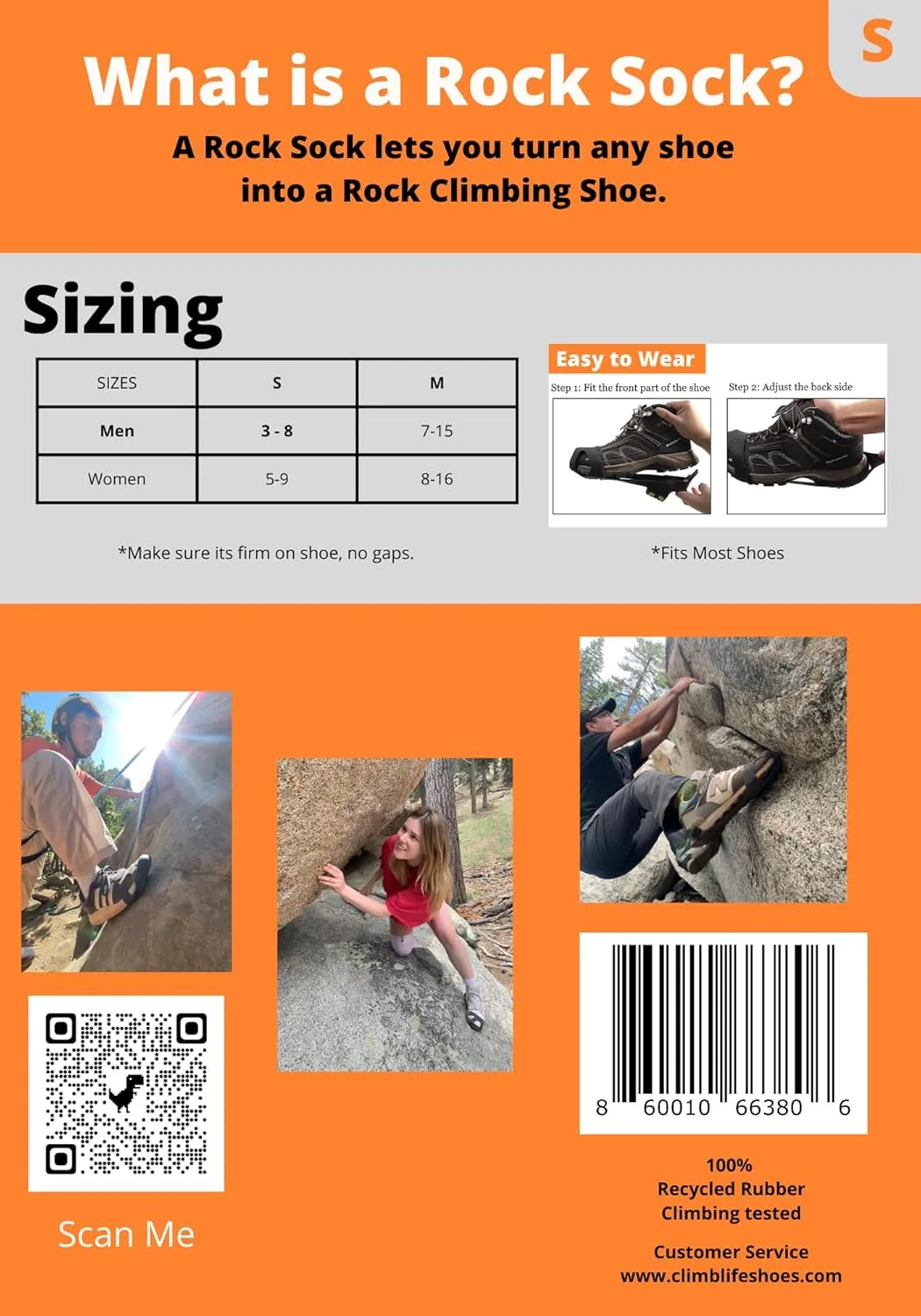 Attachable Traction Shoes Acts as Crampons Cleats for gripping Rock Climbing, Hiking