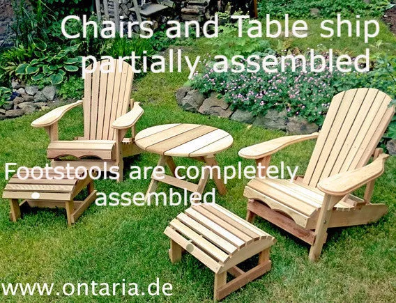 Aufbau-Service: 2xAdirondack - Original Bear Chairs, Schemel und Tisch - CHF 25 gespart!