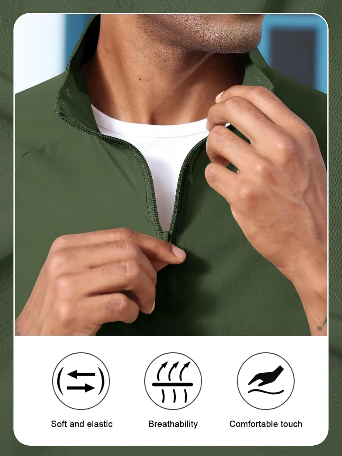 Aulemen Men's Casual Quarter Zip Pullover-Athletic Lightweight Jackets Hiking Golf for Men Mock Neck with Pockets