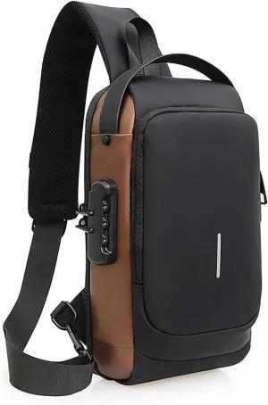 Auricz Bag,Auricz Sling Bag,Carbon Fiber Streamline USB Charging Sport Shoulder B ag for Men,Anti-Theft,Waterproof