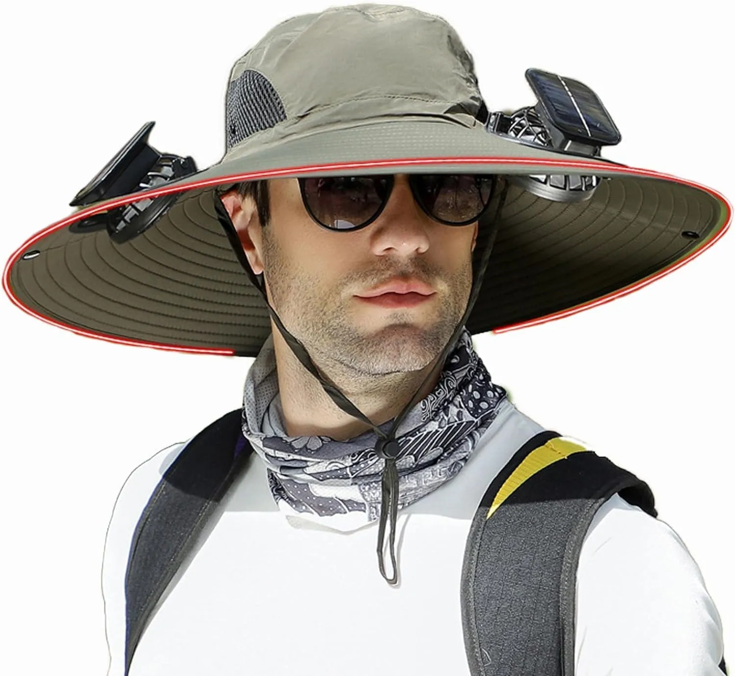Axocet Solar Fan Hats for Men, Wide Brim Solar Fan Outdoor Fishing Hat-Solar & USB Charging,Solar Fan Hat Upf50 