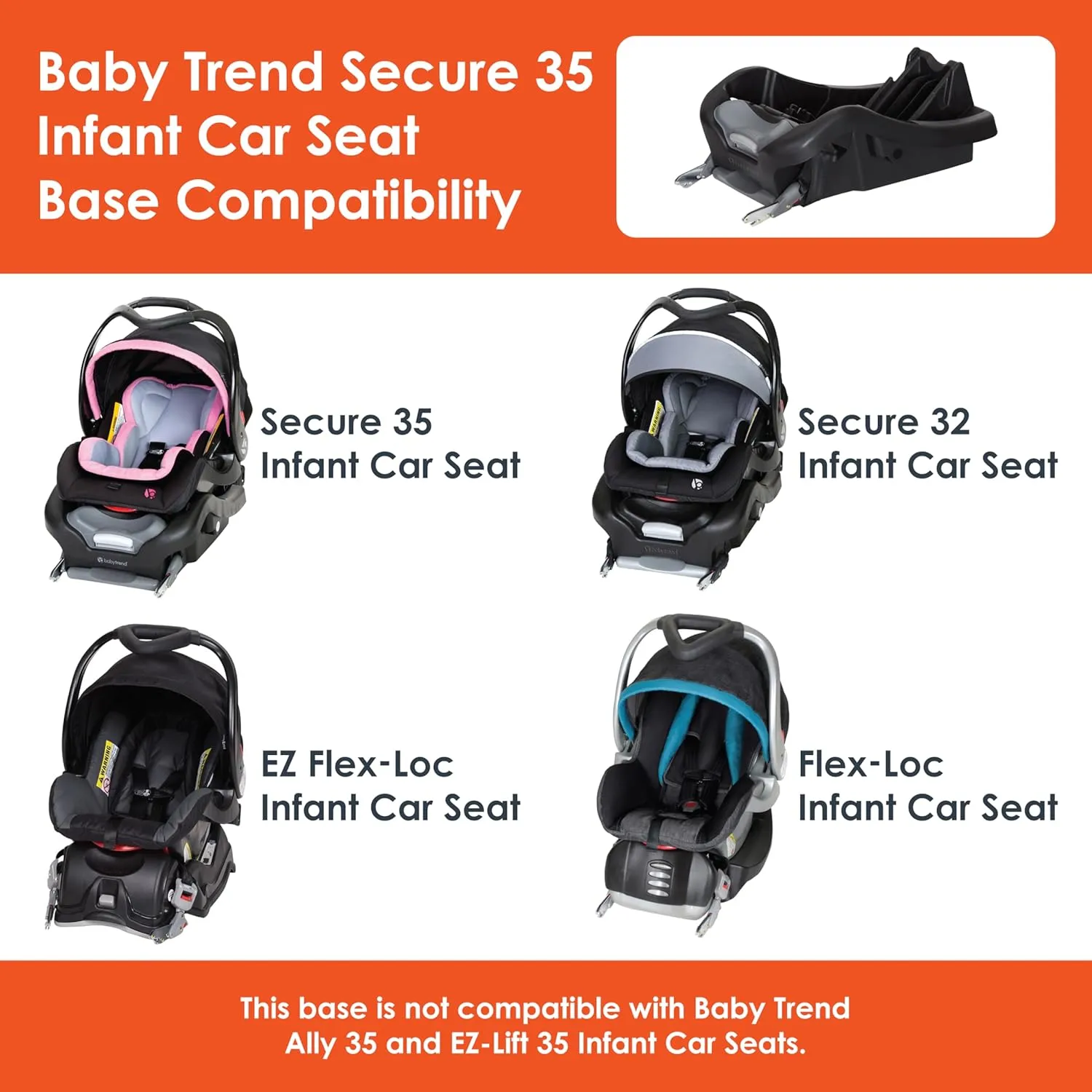 Baby Trend Secure Snap Tech 35 Infant Car Seat, Lavender Ice   2nd Secure 35 Infant Car Seat Base