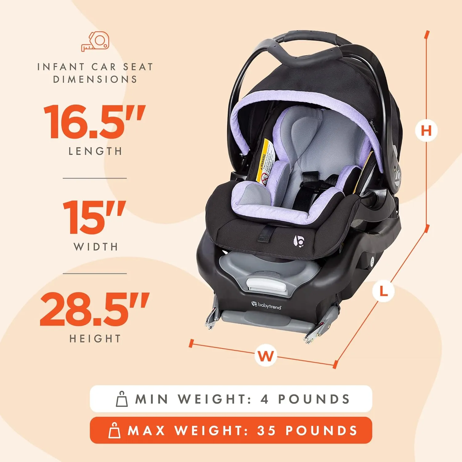 Baby Trend Secure Snap Tech Infant Car Seat, Lavender Ice