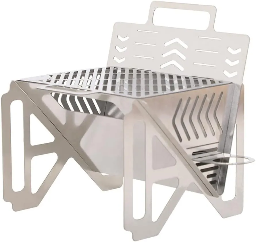 Backpacking Stove Ultra-Light Camping Stove Folding Wood Burning Backpacking Stove Stainless Steel Camp Stove with Storage Bag for Outdoor Camping Picnic Hiking BBQ