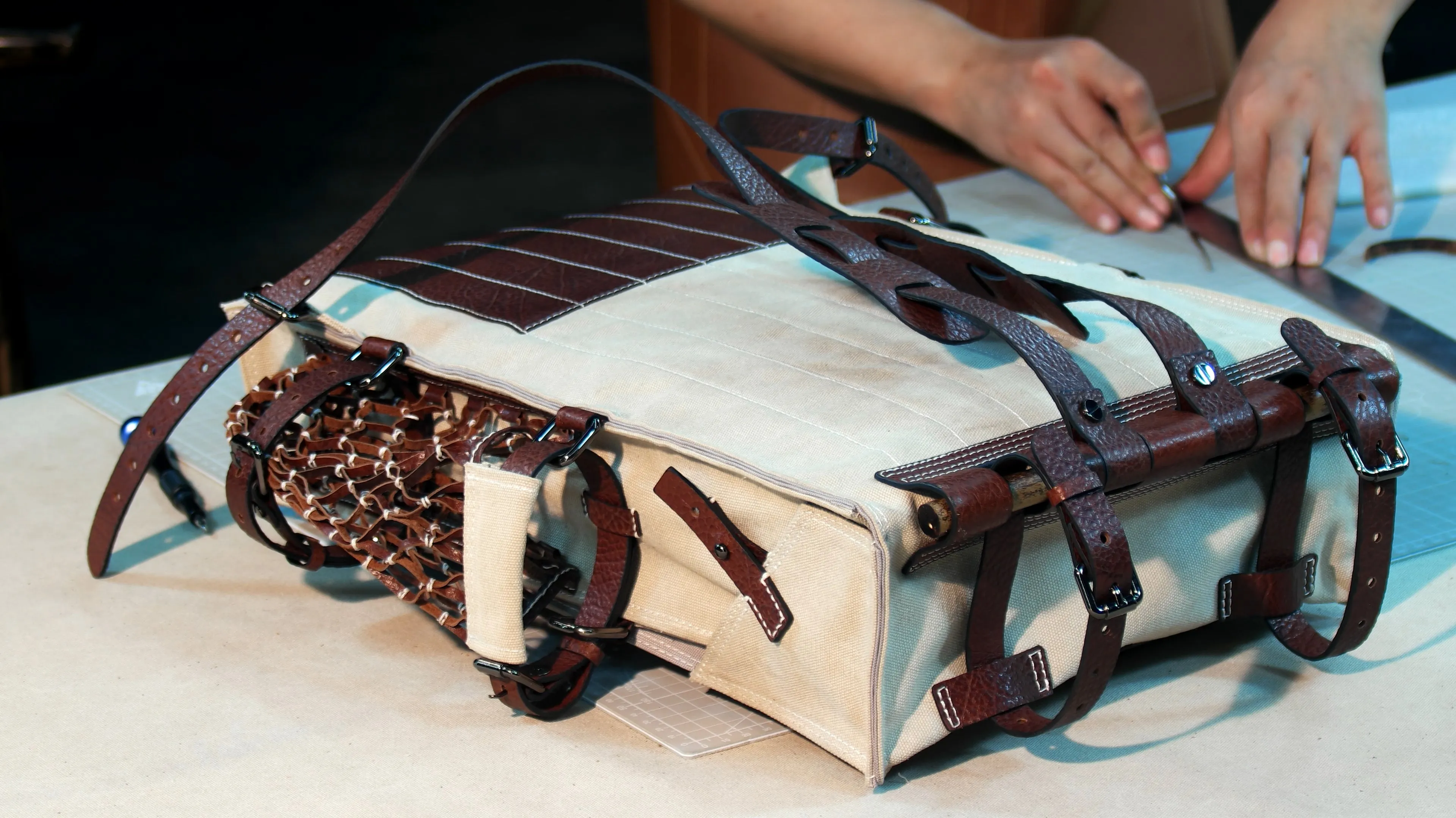 【Bag Pattern】Make a leather backpack,Hiking backpack,knapsack,Canvas Vintage Backpack