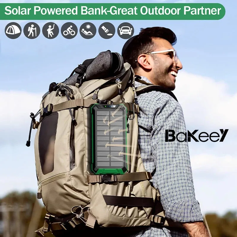 Bakeey 15W 36000Mah Solar Powered Power Bank Wireless Charger Built in 4 Cables External Battery Power Supply with 4 Inputs & 6 Outputs Fast Charging Solar Portable Charger with Dual Flashlights for Iphone Android Camping Fishing