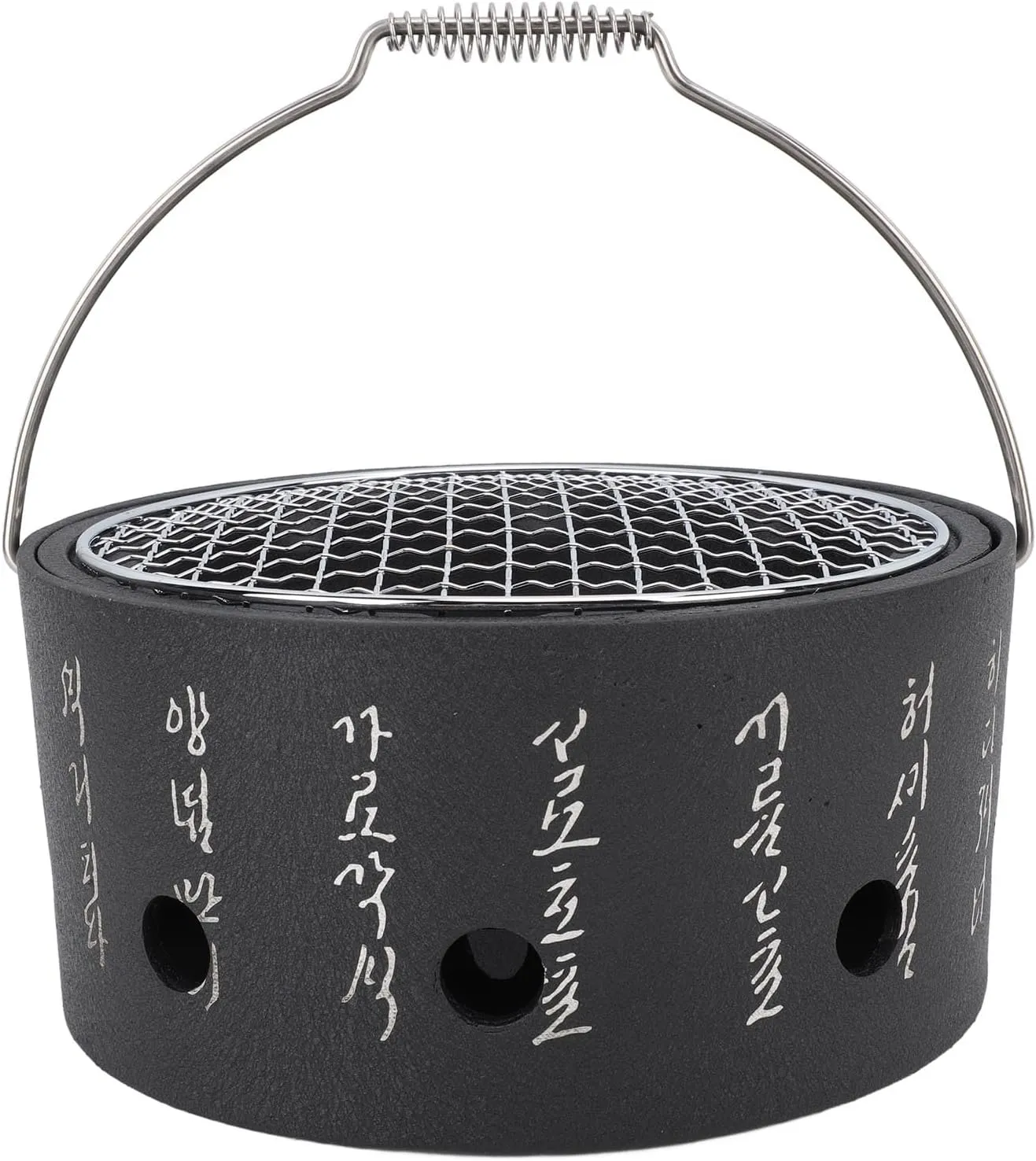 Barbecue Grill Charcoal Stove, Portable Korean BBQ Stove, Mini Portable Food Charcoal Barbecue Stove, Round Aluminum Alloy Hibachi Grill Charcoal Stove Household Barbecue Tool for Tea Making(L)