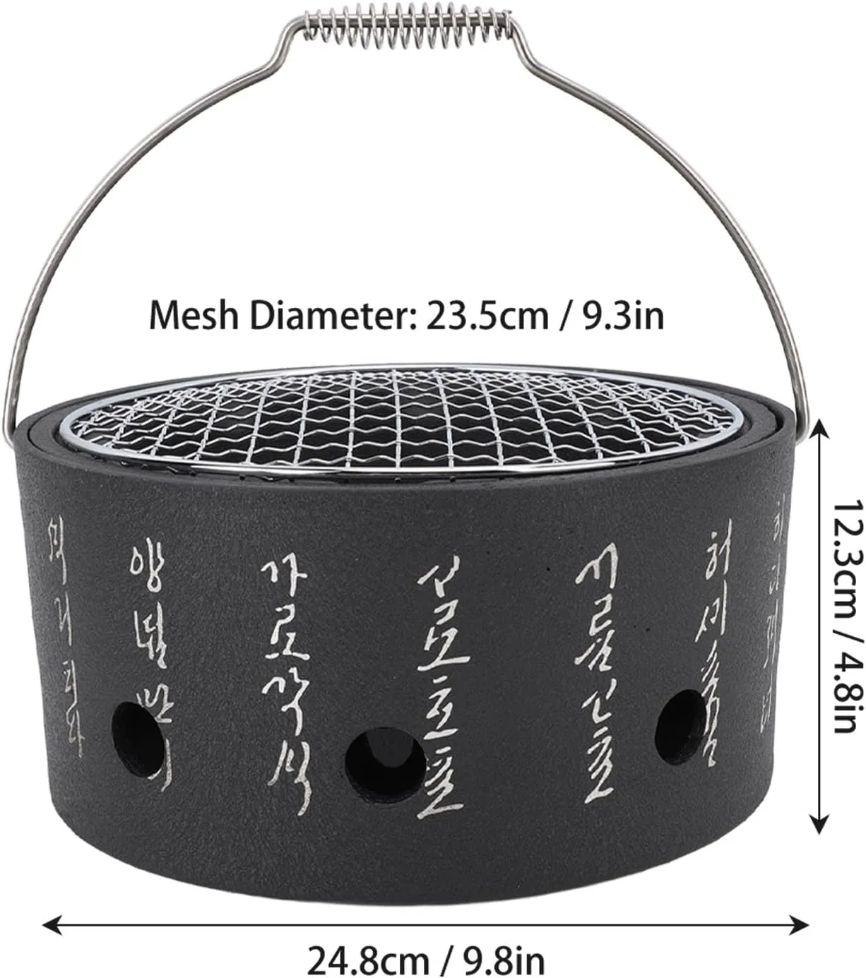 Barbecue Grill Charcoal Stove, Portable Korean BBQ Stove, Mini Portable Food Charcoal Barbecue Stove, Round Aluminum Alloy Hibachi Grill Charcoal Stove Household Barbecue Tool for Tea Making(L)