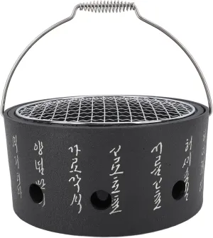 Barbecue Grill Charcoal Stove, Portable Korean BBQ Stove, Mini Portable Food Charcoal Barbecue Stove, Round Aluminum Alloy Hibachi Grill Charcoal Stove Household Barbecue Tool for Tea Making(L)