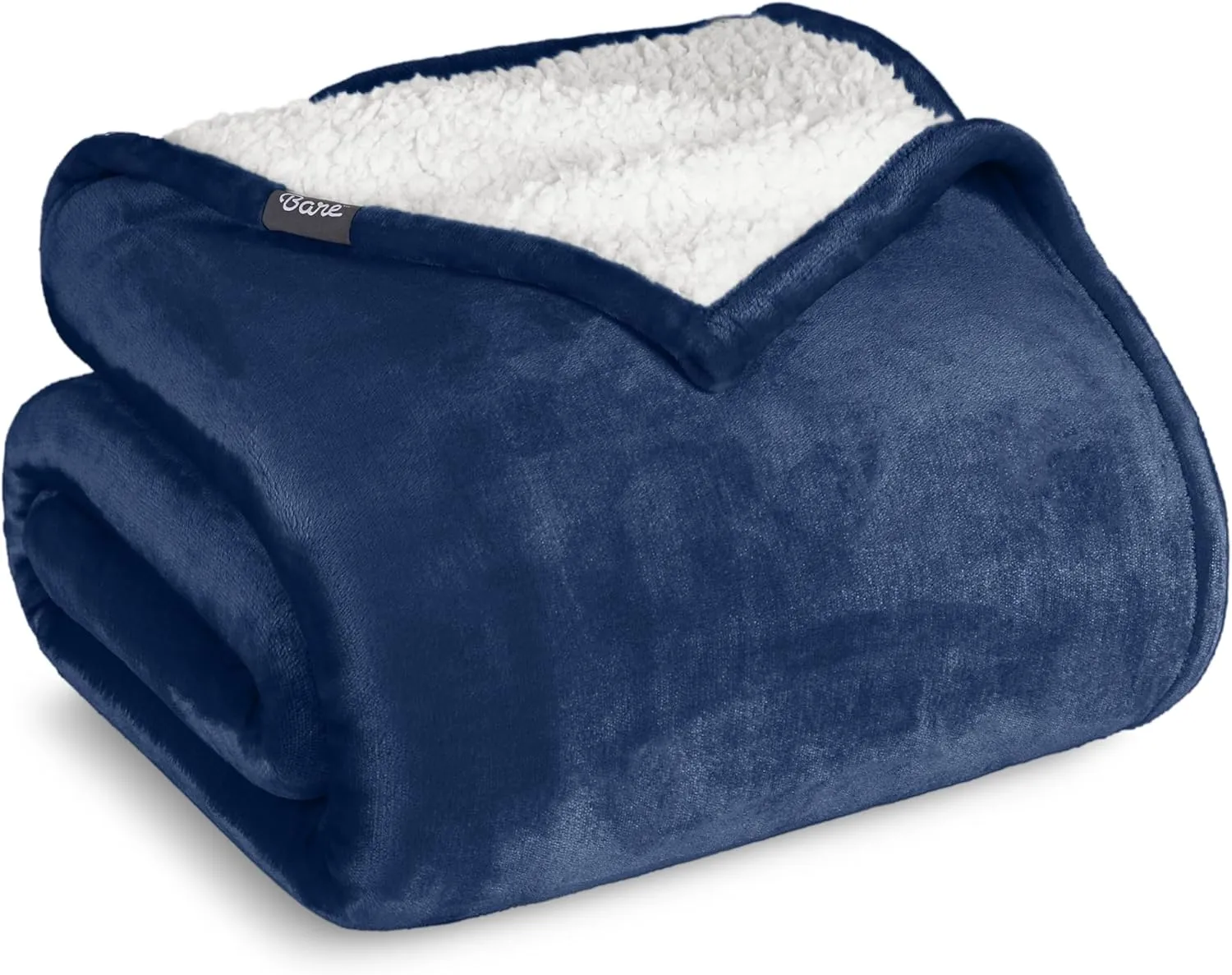 Bare Home Sherpa Fleece Blanket - Twin/Twin Extra Long - Blanket for Bed, Sofa, Couch, Camping, Travel, and Gifts - Warm & Lightweight - Fluffy & Soft Plush - Reversible (Twin/Twin XL, Dark Blue)