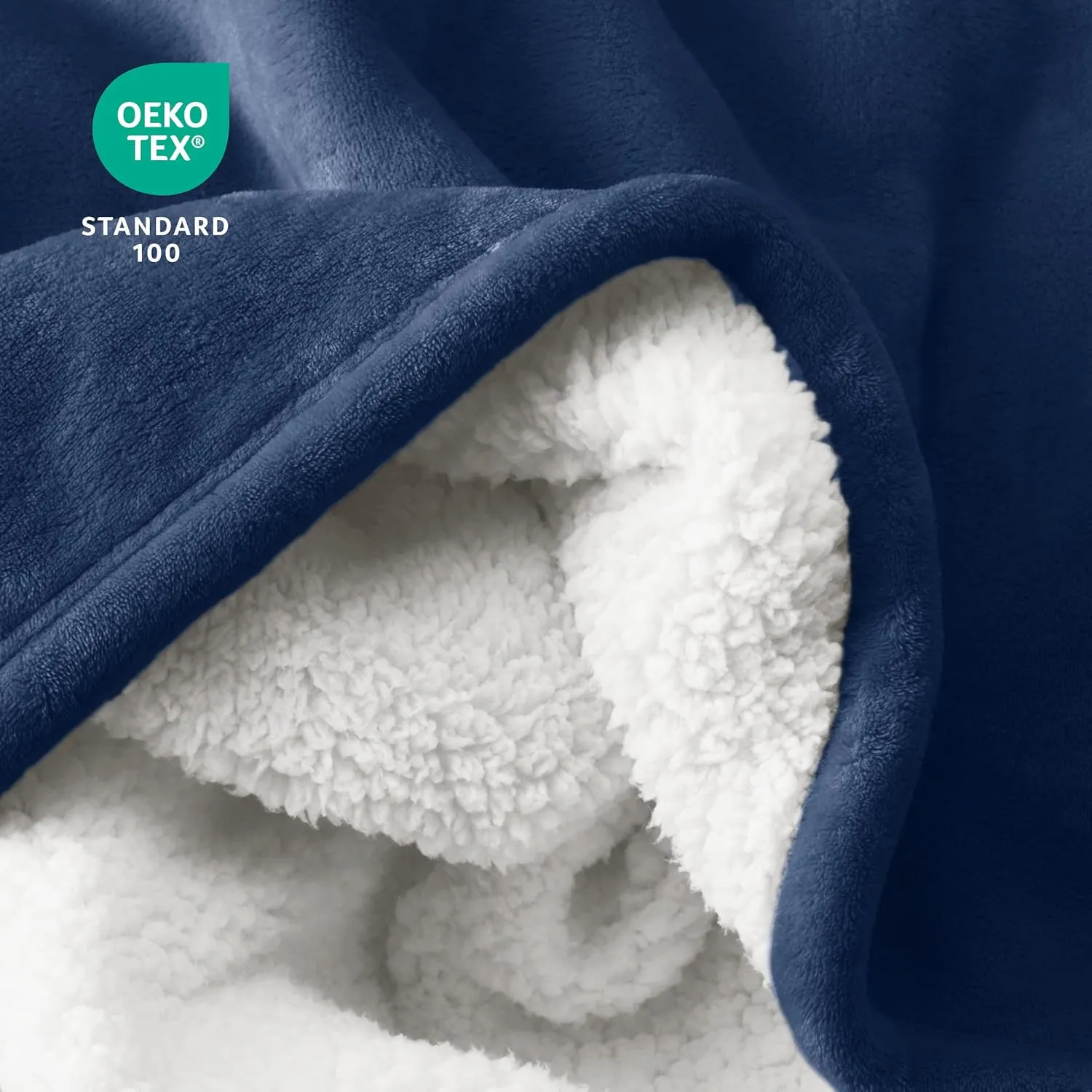 Bare Home Sherpa Fleece Blanket - Twin/Twin Extra Long - Blanket for Bed, Sofa, Couch, Camping, Travel, and Gifts - Warm & Lightweight - Fluffy & Soft Plush - Reversible (Twin/Twin XL, Dark Blue)