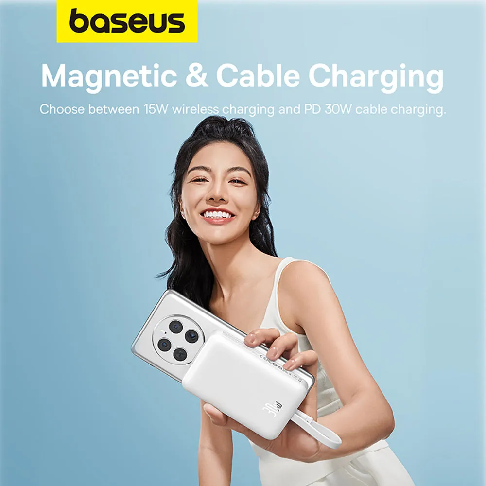 Baseus Magnetic Mini Wireless Fast Charging Power Bank Type-C 10000mAh 30W Starlight White