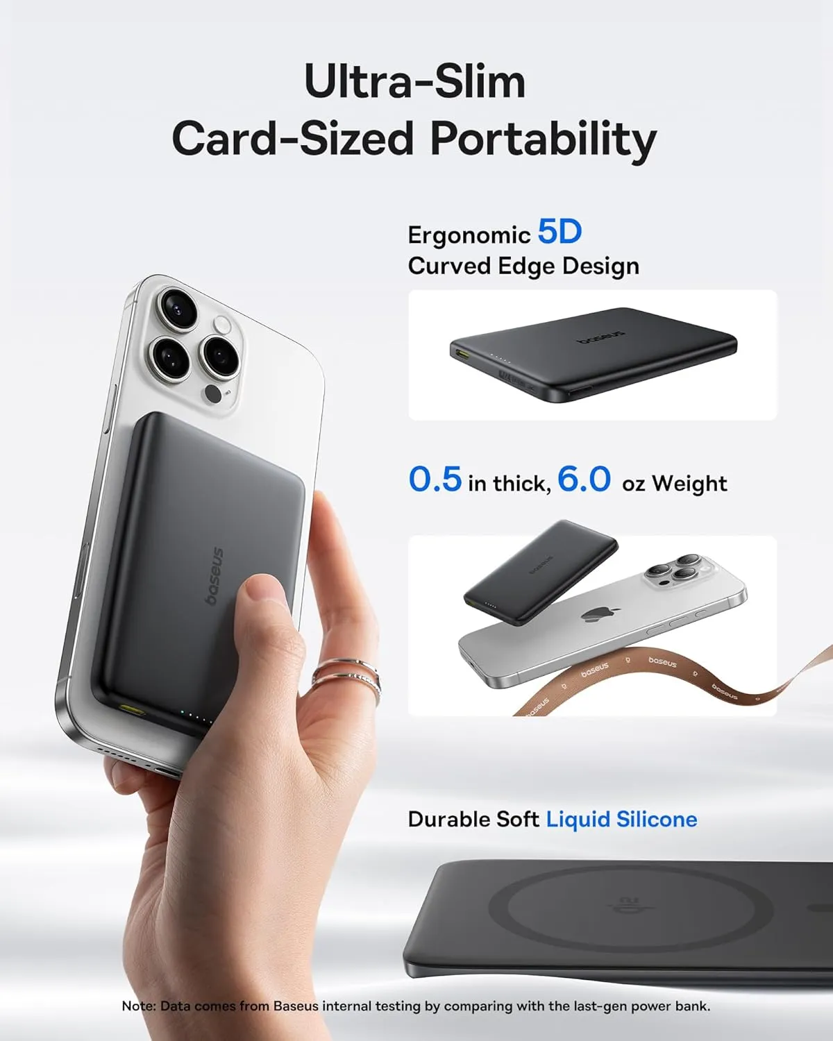 Baseus Picogo Magsafe Portable Charger, 0.5" Ultra Slim Qi2 Certified 15W Wireless Power Bank, 10000mAh 27W Fast Charging Magnetic Battery Pack with USB-C Cable for iPhone 16/15/14/13/12 Series Only
