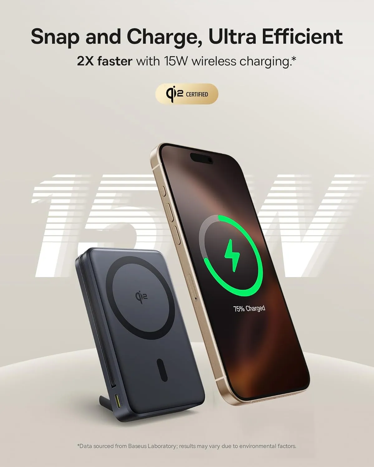 Baseus Qi2 Certified 15W for Magsafe Battery Pack, Nomos P2 30W Fast Charging Portable Phone Charger 10,000mAh Power Bank with USB-C Cable & Smart Display for iPhone 16/15/14/13/12 Series -(Black)