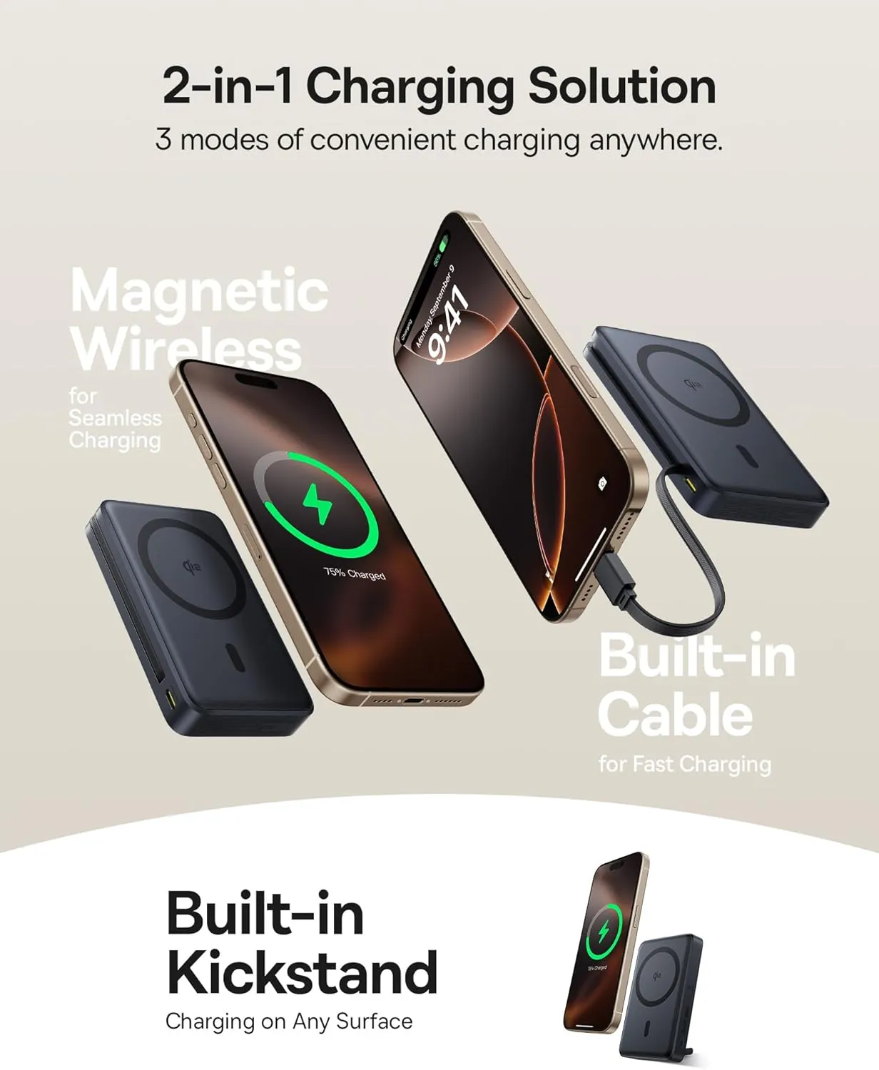 Baseus Qi2 Certified 15W for Magsafe Battery Pack, Nomos P2 30W Fast Charging Portable Phone Charger 10,000mAh Power Bank with USB-C Cable & Smart Display for iPhone 16/15/14/13/12 Series -(Black)