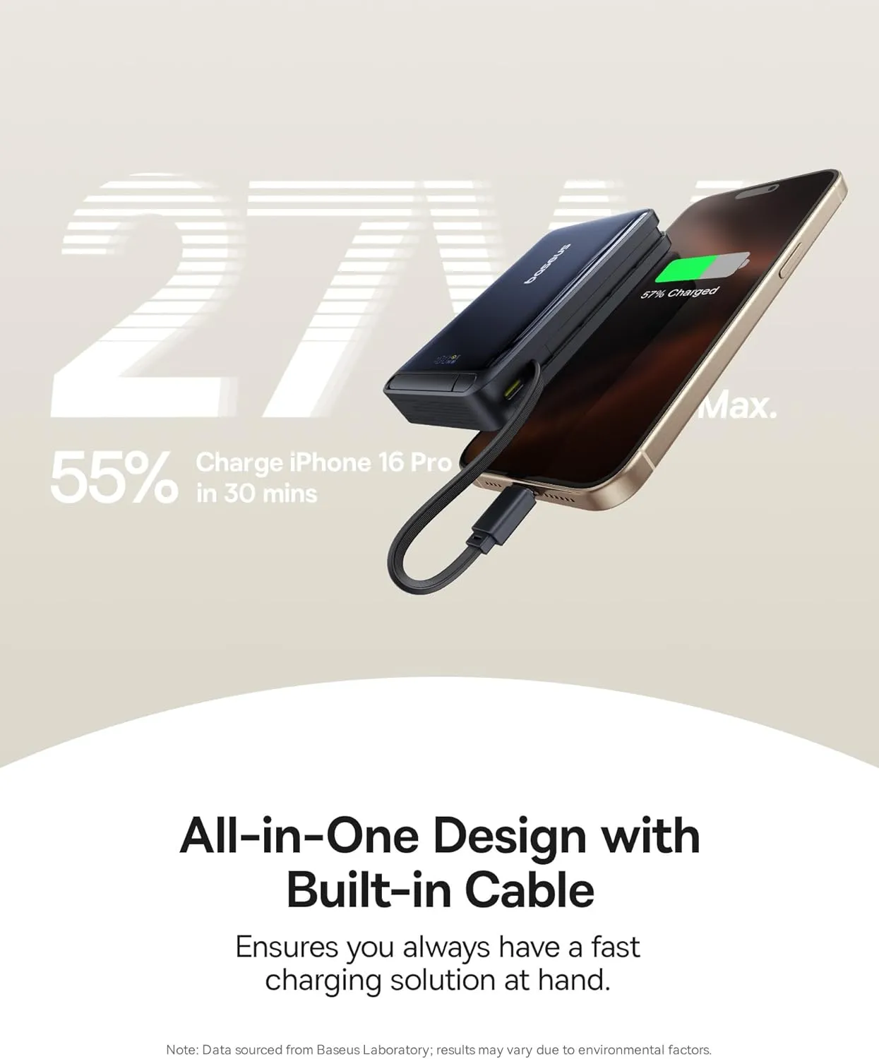 Baseus Qi2 Certified 15W for Magsafe Battery Pack, Nomos P2 30W Fast Charging Portable Phone Charger 10,000mAh Power Bank with USB-C Cable & Smart Display for iPhone 16/15/14/13/12 Series -(Black)