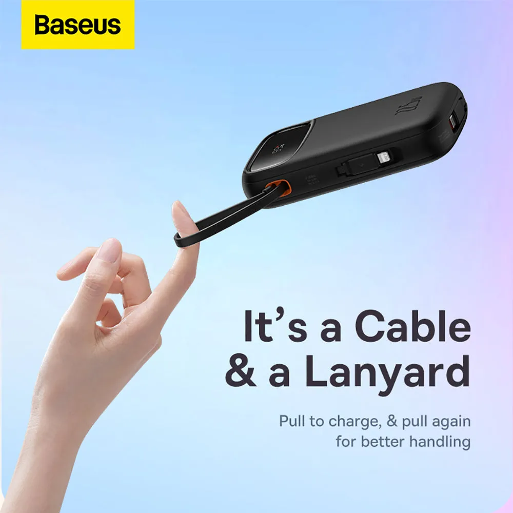 Baseus Qpow2 Dual-Cable Digital Display Fast Charge Power Bank 20000mAh 22.5W - Starry Black
