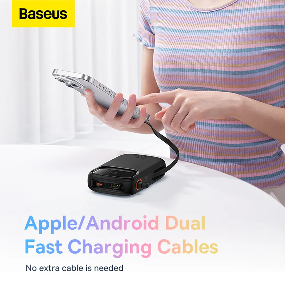 Baseus Qpow2 Dual-Cable Digital Display Fast Charge Power Bank 20000mAh 22.5W - Starry Black