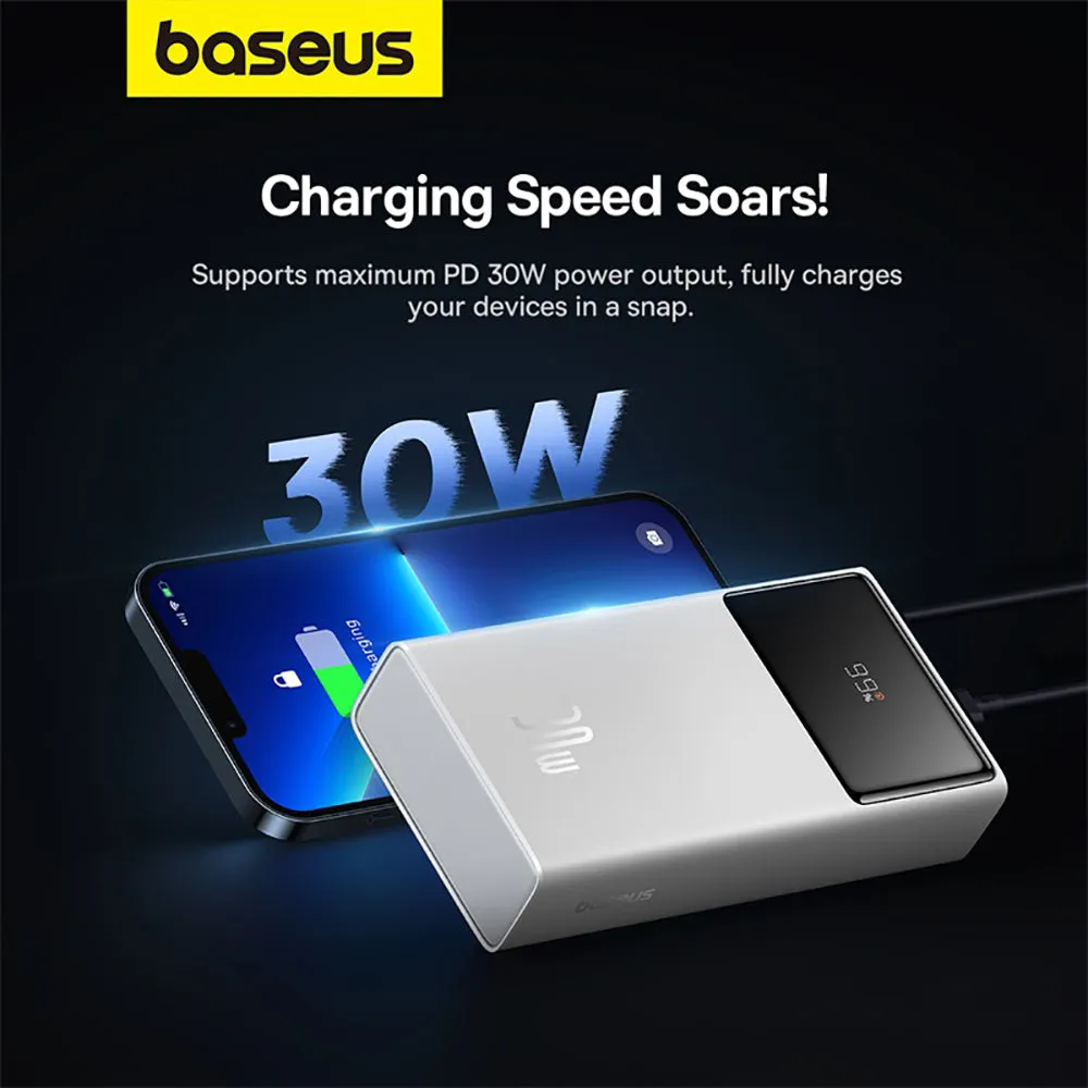 Baseus Star-Lord Digital Display Fast Charge Power Bank 10000mAh 30W - Moon White