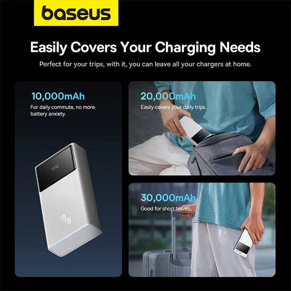 Baseus Star-Lord Digital Display Fast Charge Power Bank 10000mAh 30W - Moon White