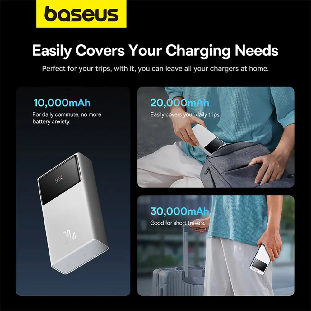 Baseus Star-Lord Digital Display Fast Charge Power Bank 30W 20000mAh - Moon White