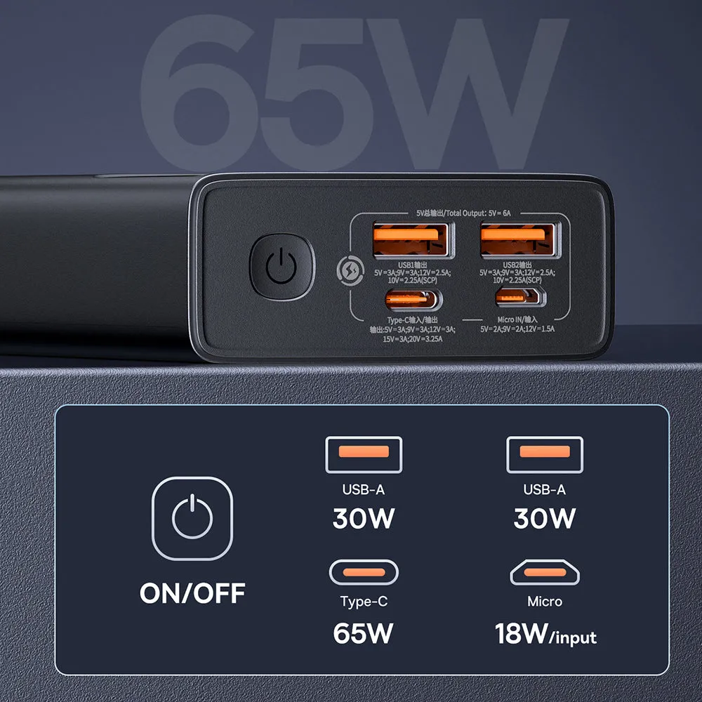Baseus Star Lord Digital Display Fast Charging Power Bank 20000mAh 65W - Black