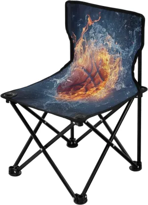Basketball Portable Outdoor Folding Chair Anti-Slip Padded Oxford Cloth Stool Camping Chair Small for Beach Hiking Fishing Gardening Quad Camp Chair