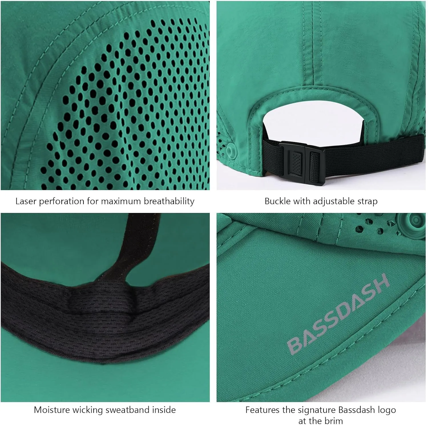 BASSDASH UPF 50  Foldable Fishing Hat Baseball Cap with Removable Neck Flap Portable for Men Women Golf Hiking