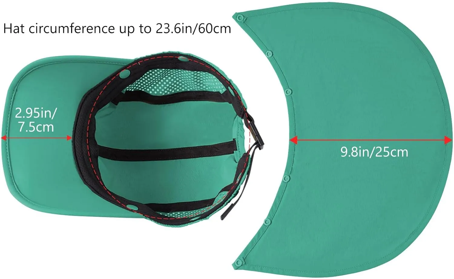 BASSDASH UPF 50  Foldable Fishing Hat Baseball Cap with Removable Neck Flap Portable for Men Women Golf Hiking