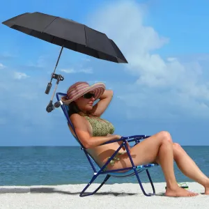 Beach Chair Umbrella with Clamp Clip on Umbrellas for Chair 42 Inches Adjustable Sun Umbrella for Camping Outdoor Chair UPF 50  Folding Umbrella for Travel Plant Shade Wheelchair