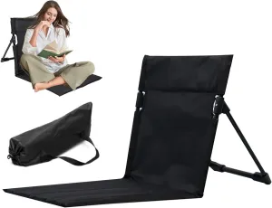 Beach Chair Waterproof Breathable Folding Chair Heavy Duty Camping with Back Support Lightweight Detachable Portable with Storage Bag, Black