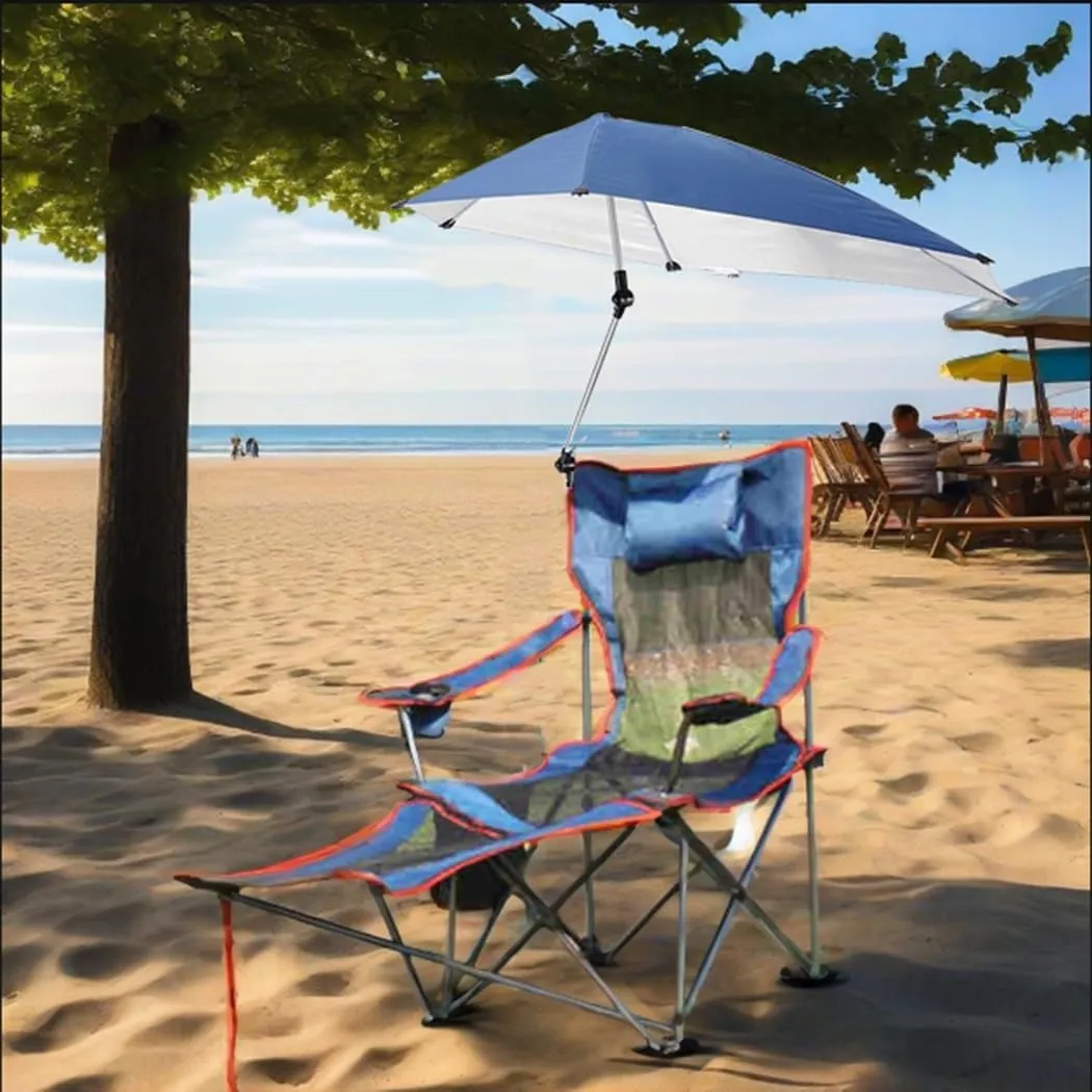 Beach Chair with Adjustable Umbrella Outdoor Folding Chairs for Adults with Cup Holder & Carry Bag Protable Recliner Chair for Camping Hiking Fishing(Green) (Sapphire One Size)