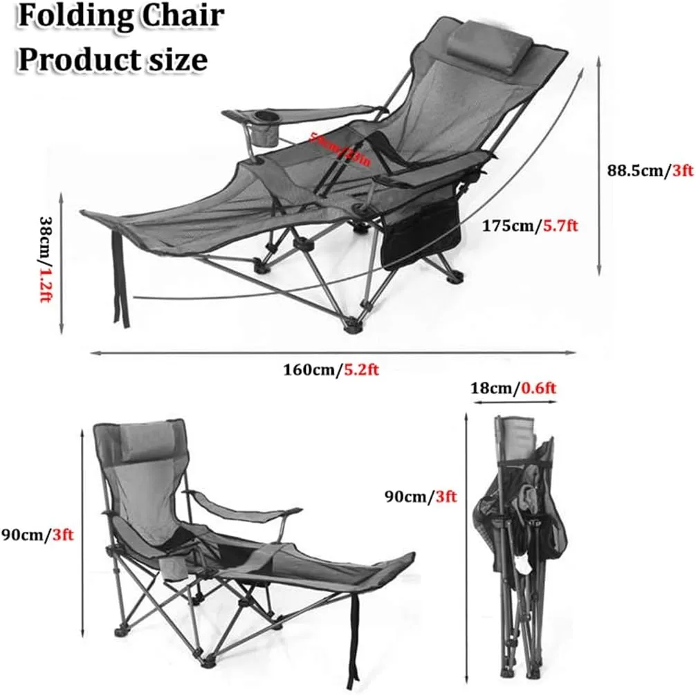 Beach Chair with Adjustable Umbrella Outdoor Folding Chairs for Adults with Cup Holder & Carry Bag Protable Recliner Chair for Camping Hiking Fishing(Green) (Sapphire One Size)