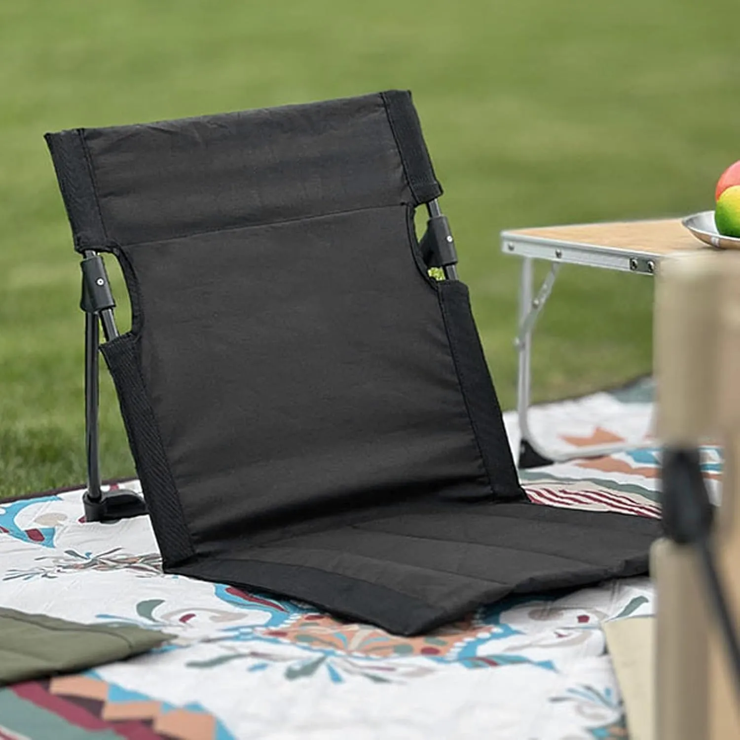 Beach Mat Lounge Chair, Outdoors Portable Reclining Beach Mat Chairs, Foldable Camping Sand Chairs with Backrest for Adults, Include Tote, Ideal Tanning Mat for Sunbathing