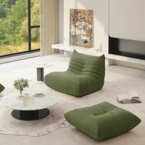 Bean Bag Chair for Adults, Fireside Chair Lazy Floor Sofa, Modern Corduroy Fabric Caterpillar Sofa Couch, Armless Foam Lounger Tatami Recliner Bean Bag Couch for Living Room Bedroom Dorm Office